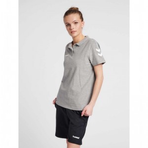 Dámské Bundy Hummel Go Cotton Polo Šedé | 753337-541