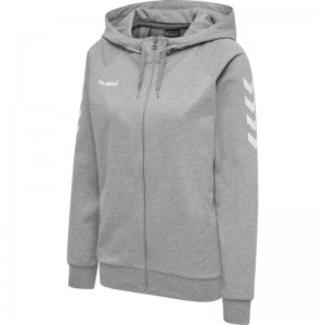 Dámské Bundy Hummel Go Cotton Zip Šedé | 204849-665