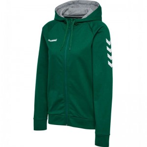 Dámské Mikina s Kapucí Hummel Go Cotton Zip Zelene | 816908-583