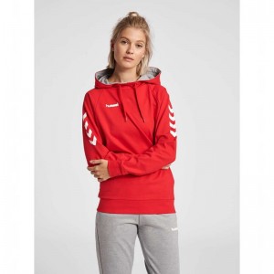 Dámské Mikina s Kapucí Hummel Go Cotton Červené | 897401-896