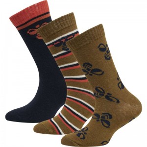 Dětské Ponožky Hummel Alfie 3-pack Olivy Zelené | 552537-958
