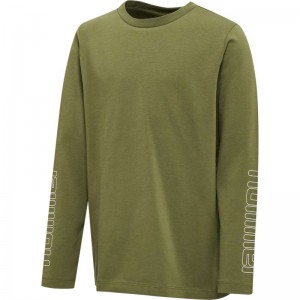 Dětské Tričko Hummel Cloud L/S Olivy Zelené | 979878-510