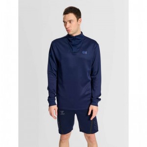 Pánské Mikiny Hummel Court Half Zip L/S Tmavě Blankyt | 468047-514