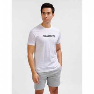 Pánské Tričko Hummel Elemental Logo Cotton Bílé | 560255-140