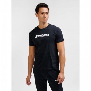 Pánské Tričko Hummel Elemental Logo Cotton Černé | 849416-738