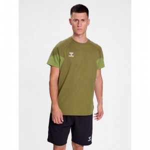Pánské Tričko Hummel Travel S/S Olivy Zelené | 546825-675