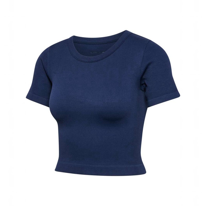 Dámské Bundy Hummel Pulse Seamless Rib W S/S Tmavě Blankyt | 571006-454