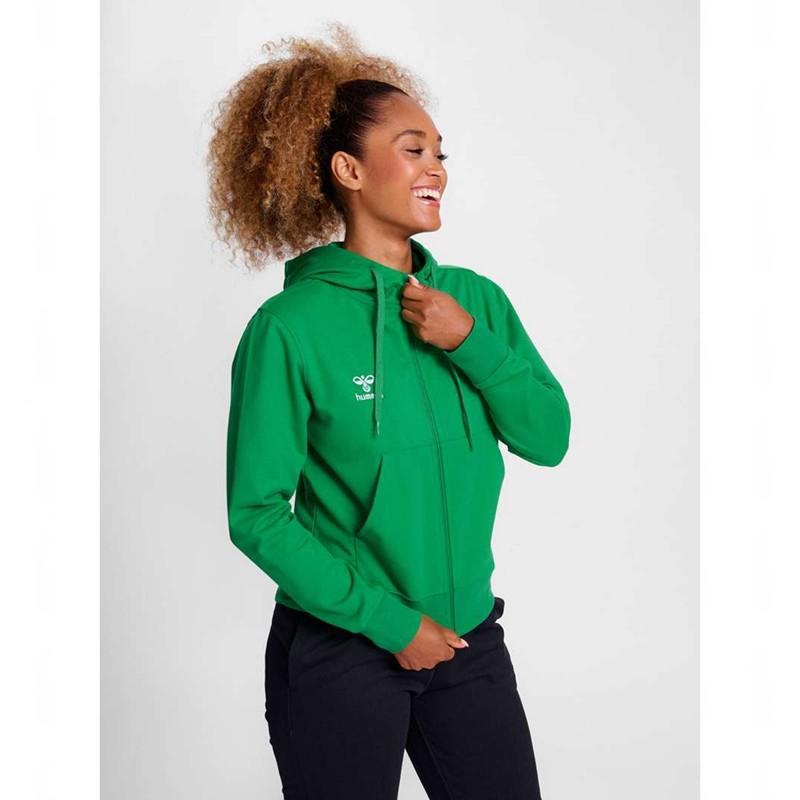 Dámské Mikina s Kapucí Hummel Go 2.0 Zip Zelene | 246449-881