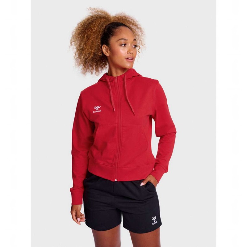 Dámské Mikina s Kapucí Hummel Go 2.0 Zip Červené | 194803-285