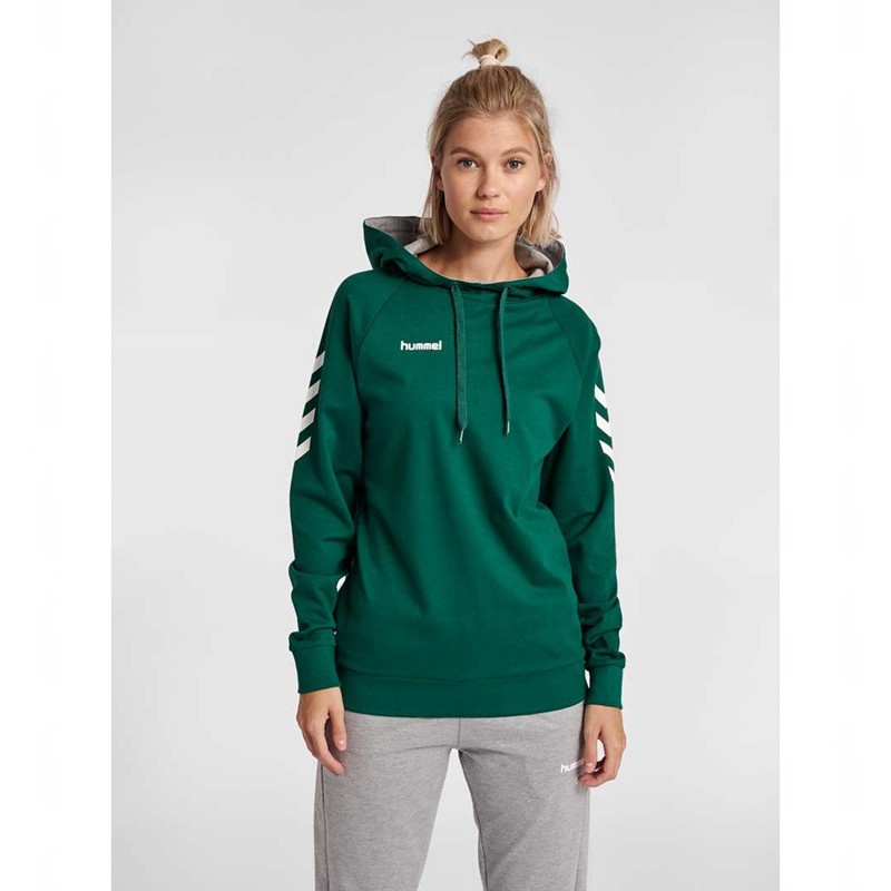 Dámské Mikina s Kapucí Hummel Go Cotton Zelene | 342721-358