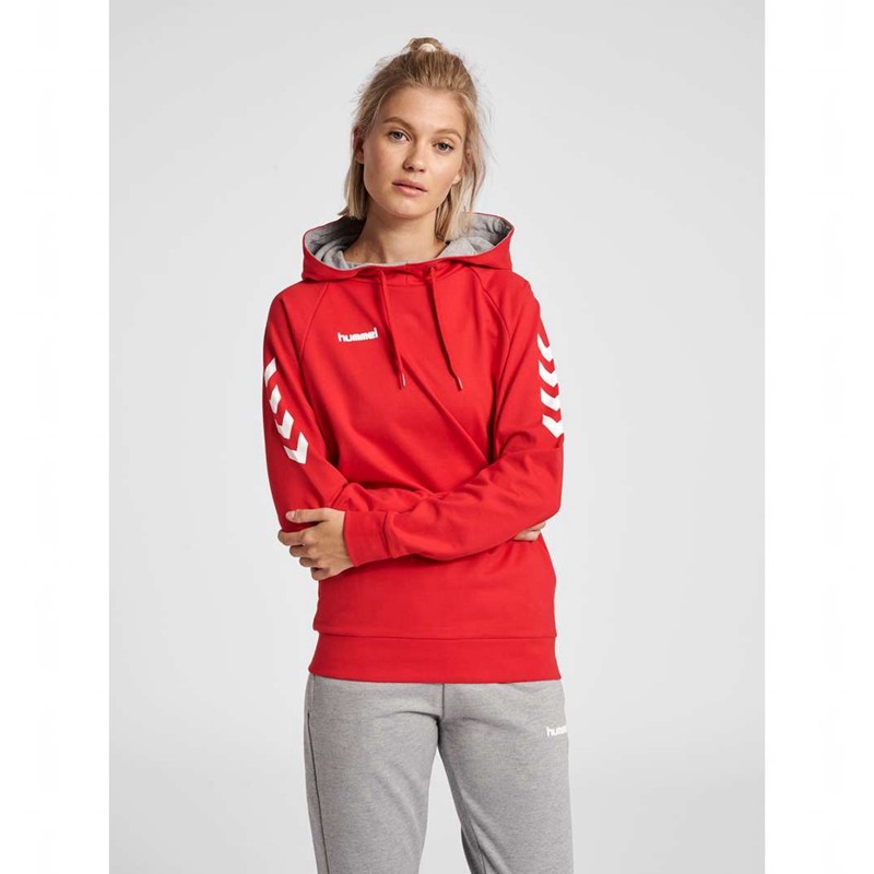 Dámské Mikina s Kapucí Hummel Go Cotton Červené | 897401-896