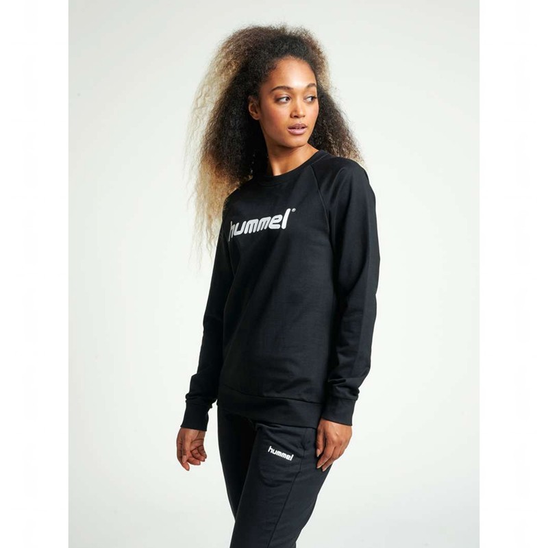 Dámské Mikiny Hummel Go Cotton Logo Černé | 498009-404