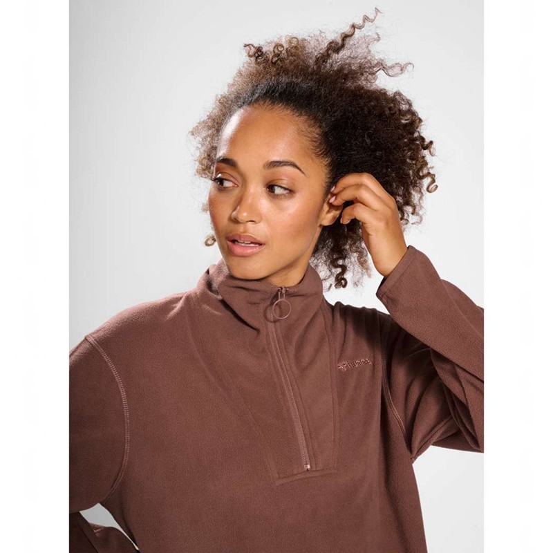 Dámské Mikiny Hummel Mt Connect Loose Half Zip Hnědé | 881729-967