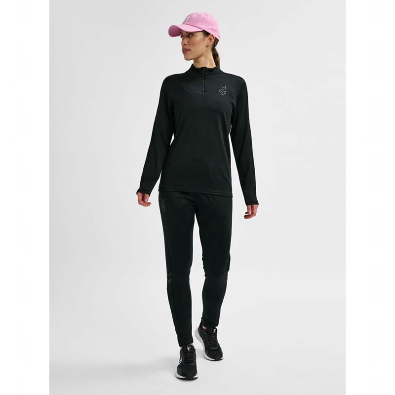 Dámské Tričko Hummel Active Pl Half Zip Černé | 266307-655