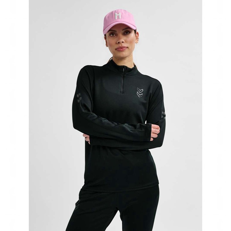 Dámské Tričko Hummel Active Pl Half Zip Černé | 266307-655