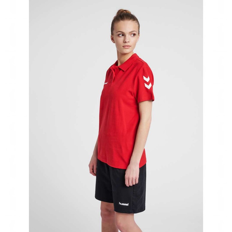 Dámské Tričko Hummel Go Cotton Polo Červené | 261082-542