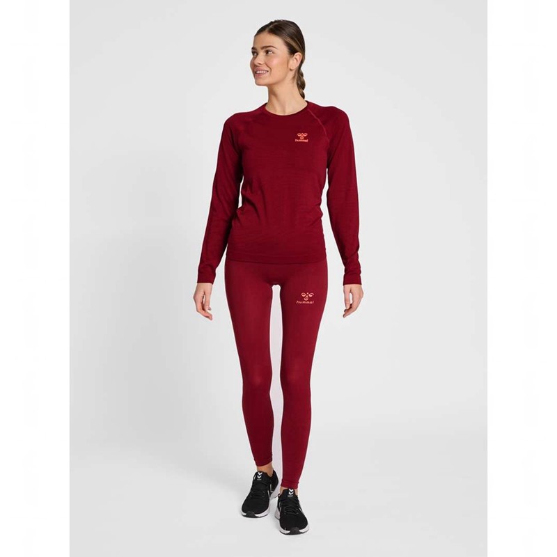 Dámské Tričko Hummel Ongrid Seamless L/S Wo Červené | 333431-188