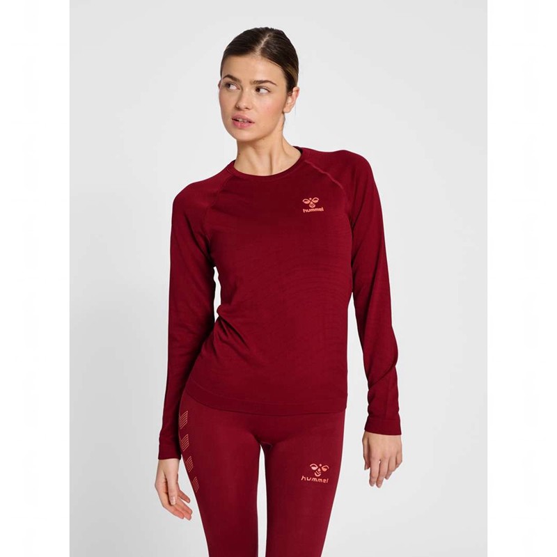 Dámské Tričko Hummel Ongrid Seamless L/S Wo Červené | 333431-188