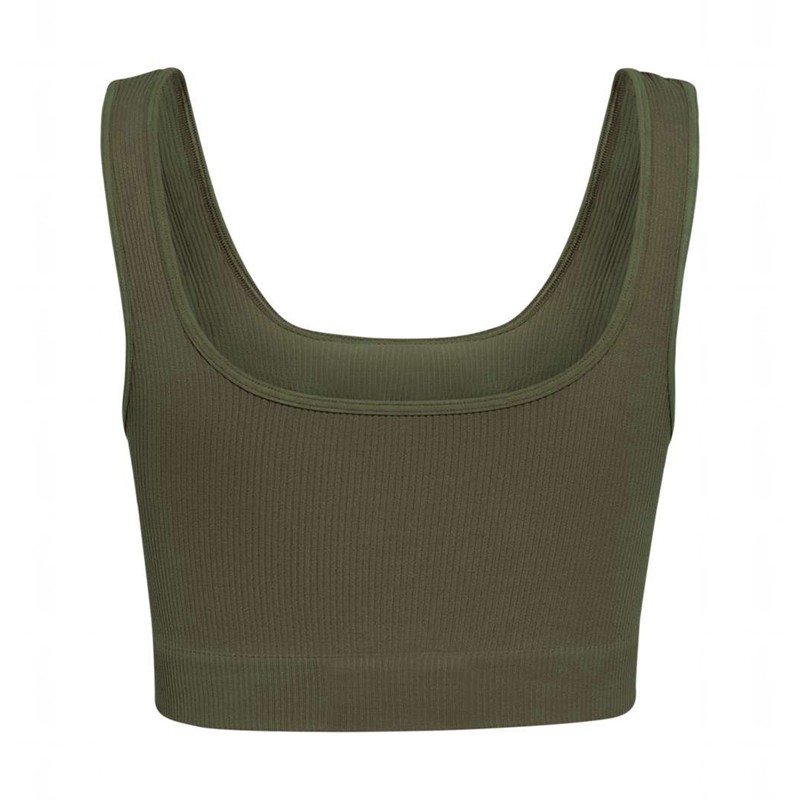 Dámské Tričko Hummel Pulse Seamless Rib Olivy Zelené | 826708-049