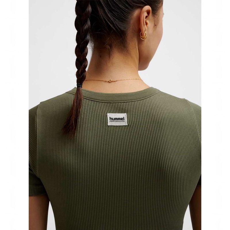 Dámské Tričko Hummel Pulse Seamless Rib W S/S Olivy Zelené | 570905-440
