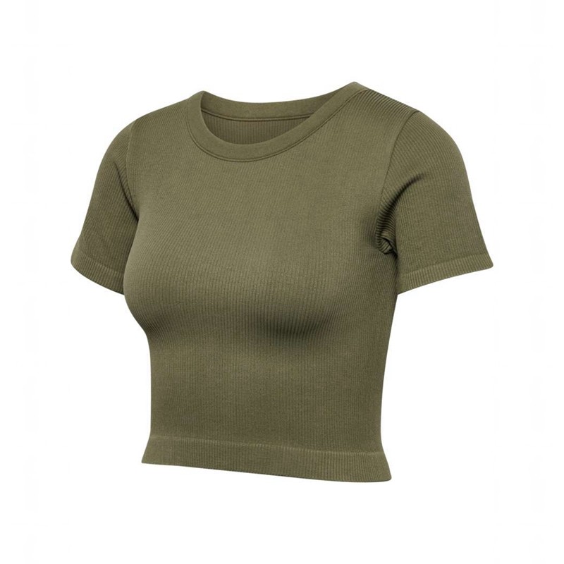 Dámské Tričko Hummel Pulse Seamless Rib W S/S Olivy Zelené | 570905-440