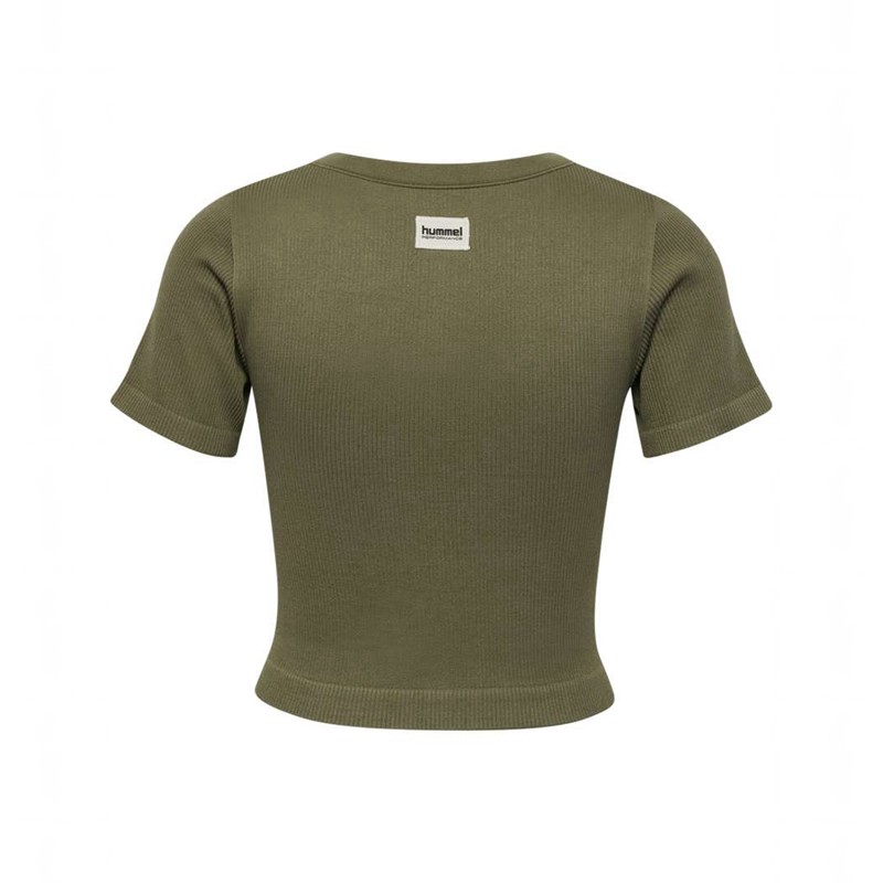 Dámské Tričko Hummel Pulse Seamless Rib W S/S Olivy Zelené | 570905-440