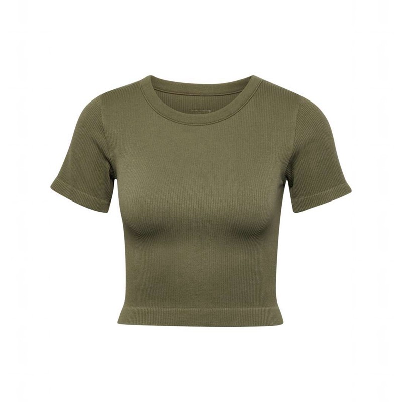 Dámské Tričko Hummel Pulse Seamless Rib W S/S Olivy Zelené | 570905-440