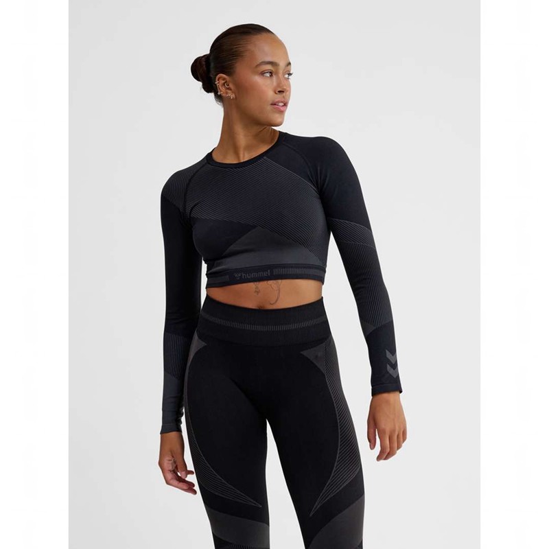 Dámské Tričko Hummel Unity Seamless Crop L/S Černé | 590172-452