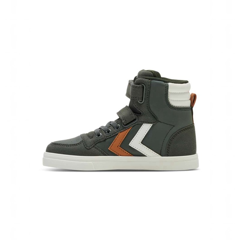 Dětské Tenisky Hummel Slimmer Stadil Leather High Jr Zelene | 635135-494