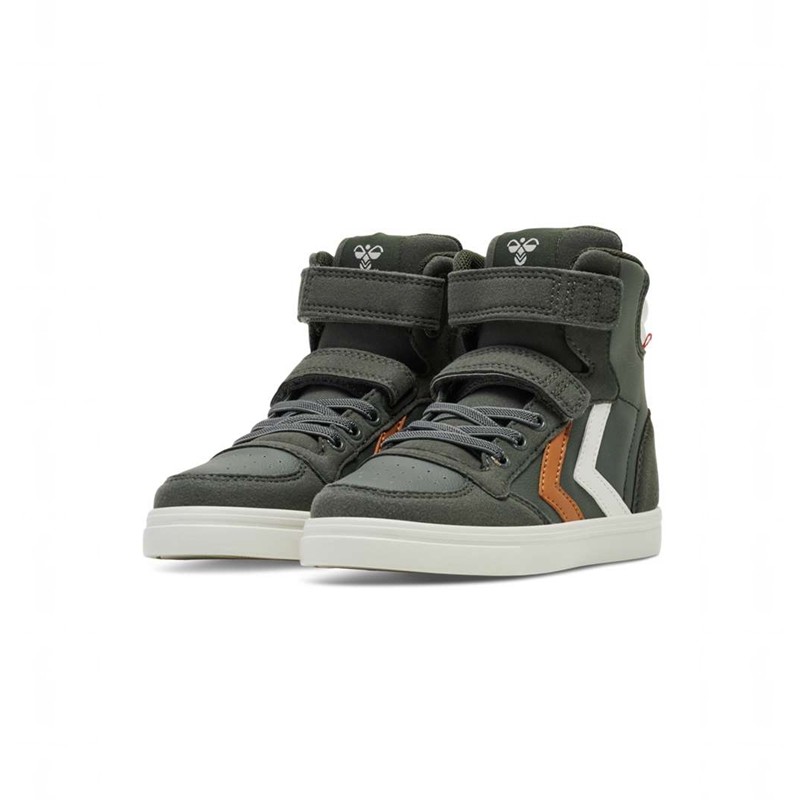 Dětské Tenisky Hummel Slimmer Stadil Leather High Jr Zelene | 635135-494