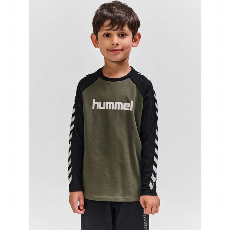 Dětské Tričko Hummel Boys L/S Olivy Zelené | 253886-355