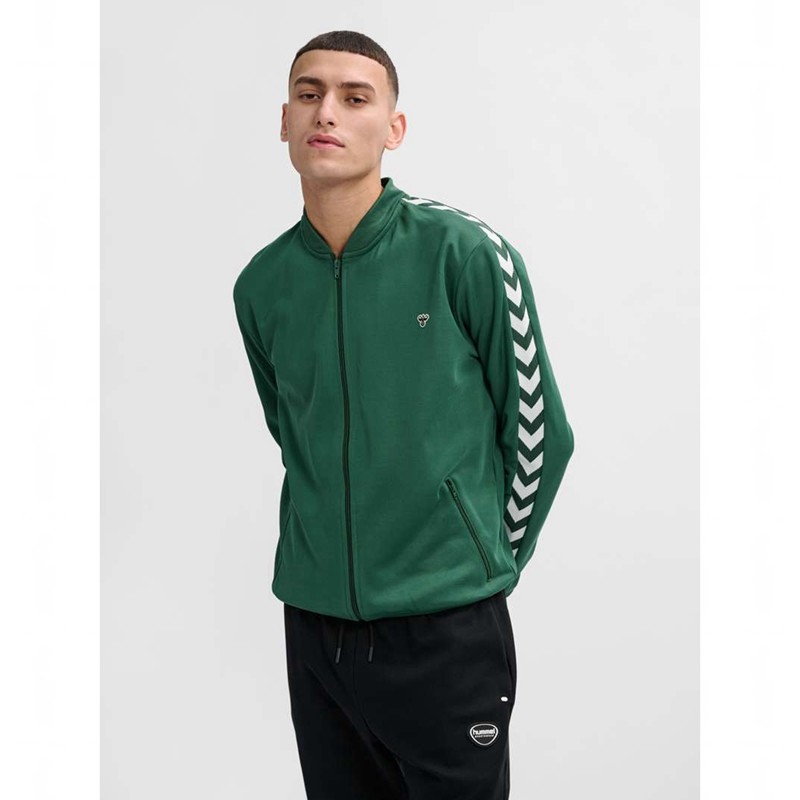 Pánské Bundy Hummel Archive Regular Poly Zip Zelene | 287322-818