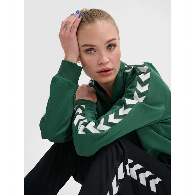 Pánské Bundy Hummel Archive Regular Poly Zip Zelene | 287322-818