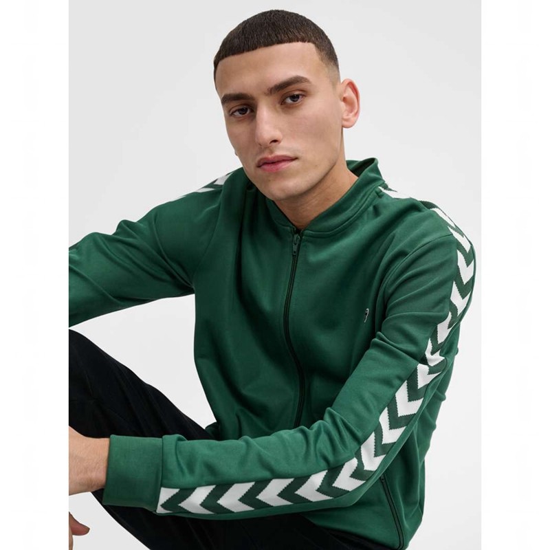 Pánské Bundy Hummel Archive Regular Poly Zip Zelene | 287322-818