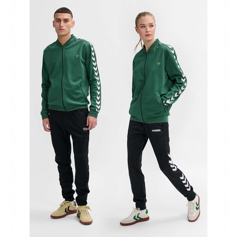 Pánské Bundy Hummel Archive Regular Poly Zip Zelene | 287322-818