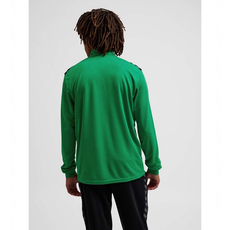 Pánské Kraťasy Hummel Authentic Half Zip Sweat Zelene | 762716-931