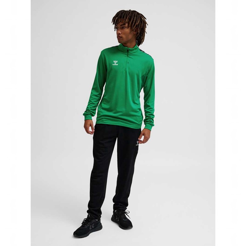 Pánské Kraťasy Hummel Authentic Half Zip Sweat Zelene | 762716-931