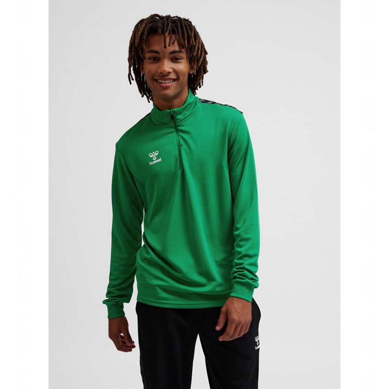 Pánské Kraťasy Hummel Authentic Half Zip Sweat Zelene | 762716-931