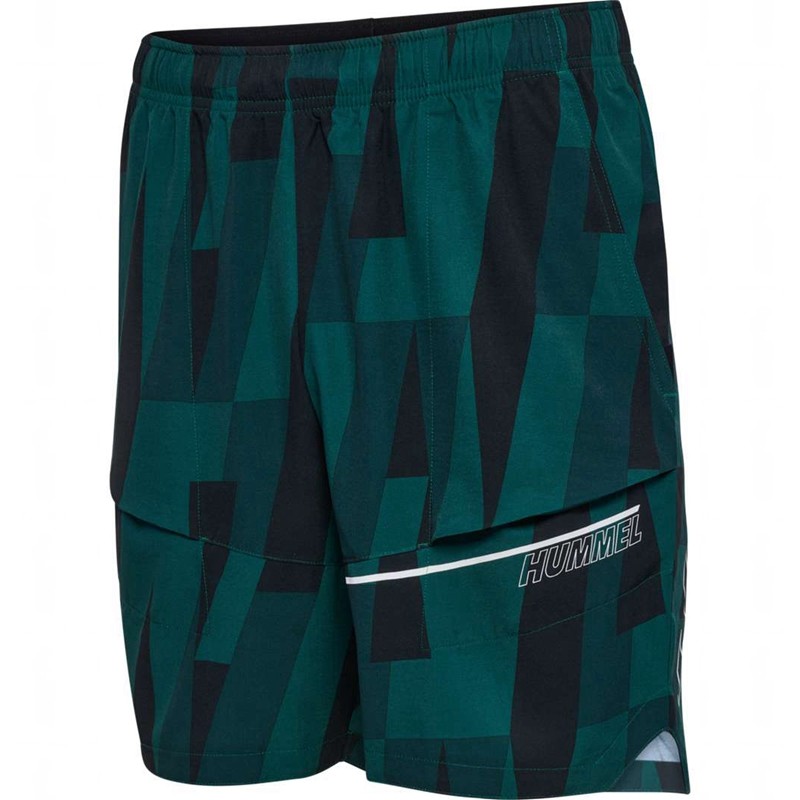 Pánské Kraťasy Hummel Court Aop Pocket Zelene | 691717-888