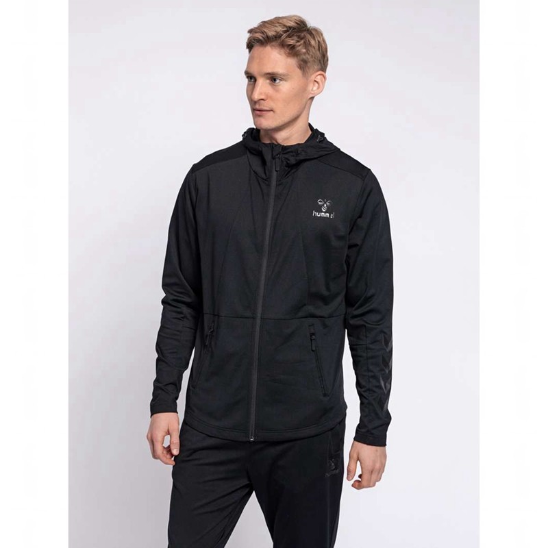Pánské Mikina s Kapucí Hummel Aston Zip Černé | 647610-222