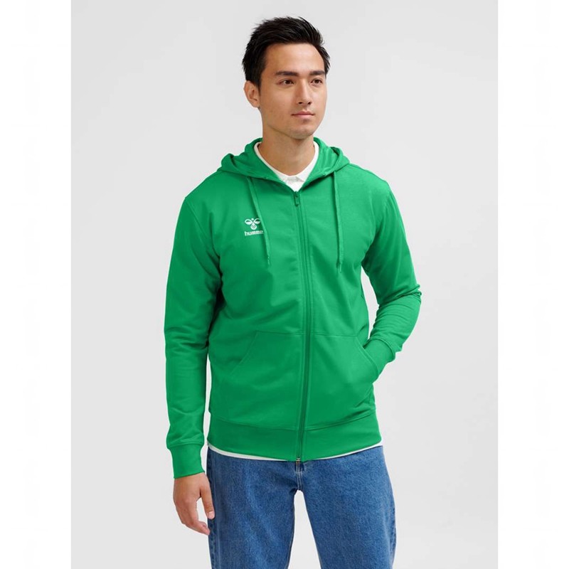 Pánské Mikina s Kapucí Hummel Go 2.0 Zip Zelene | 096384-135