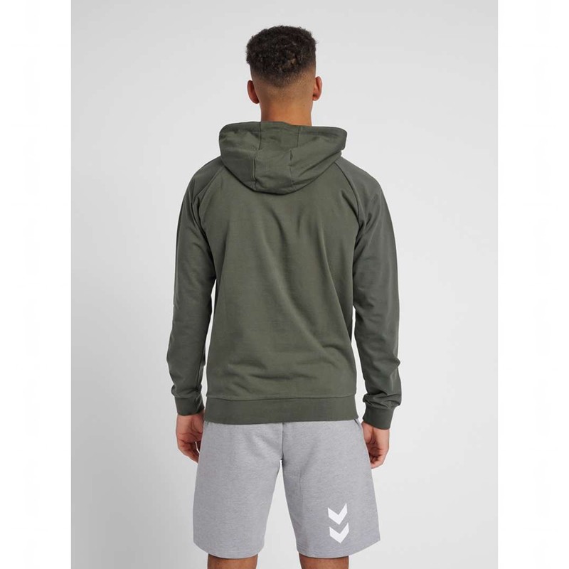 Pánské Mikina s Kapucí Hummel Go Cotton Logo Olivy Zelené | 501808-991