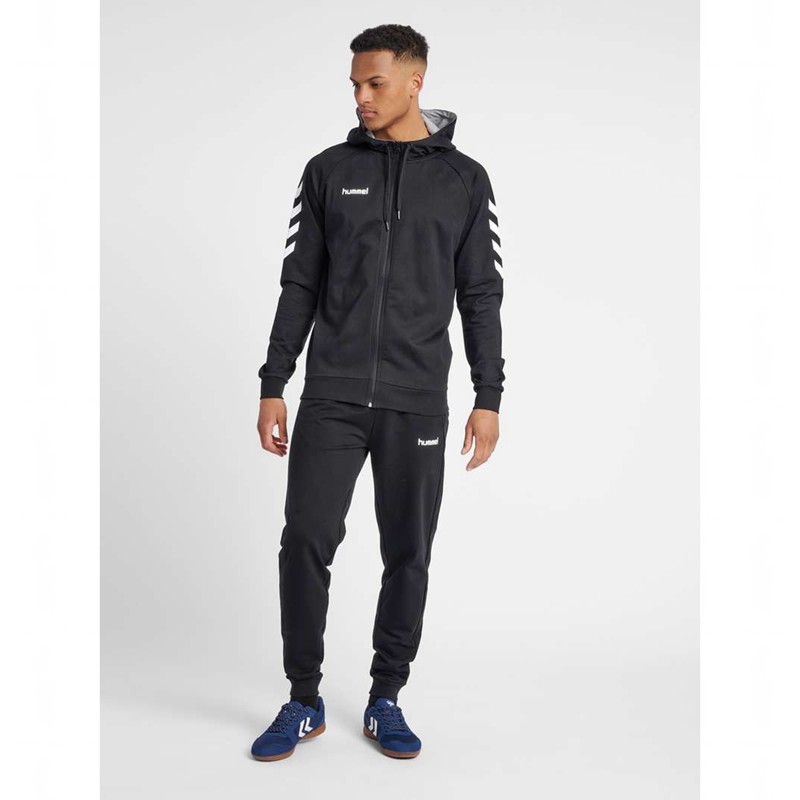 Pánské Mikina s Kapucí Hummel Go Cotton Zip Černé | 813803-772