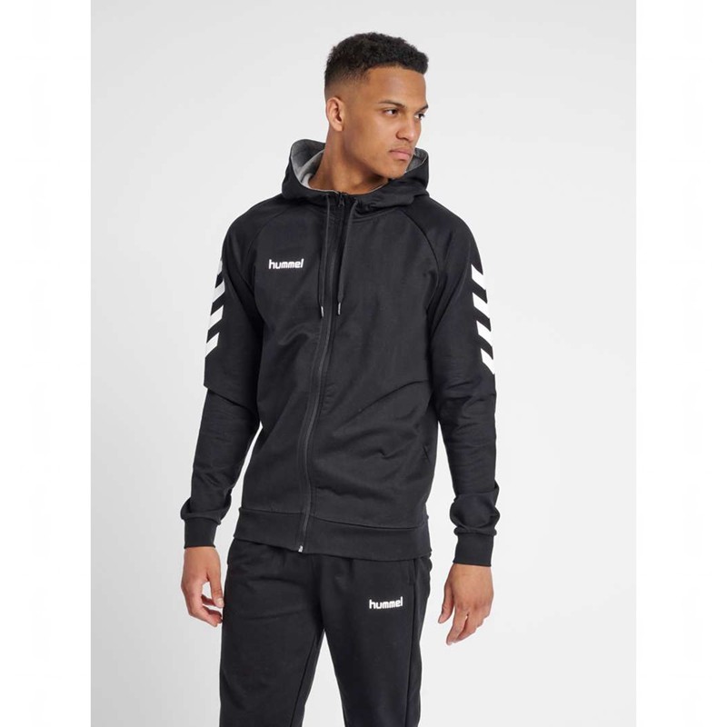 Pánské Mikina s Kapucí Hummel Go Cotton Zip Černé | 813803-772