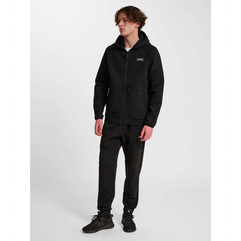 Pánské Mikina s Kapucí Hummel Tech Fleece Regular Zip Černé | 092904-872
