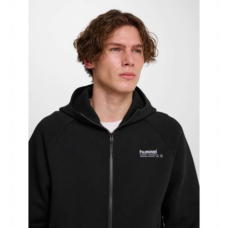 Pánské Mikina s Kapucí Hummel Tech Fleece Regular Zip Černé | 092904-872