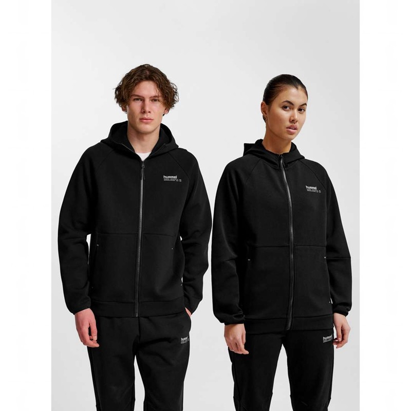 Pánské Mikina s Kapucí Hummel Tech Fleece Regular Zip Černé | 092904-872