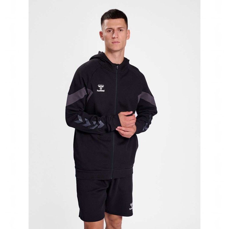 Pánské Mikina s Kapucí Hummel Travel Zip Černé | 804106-546
