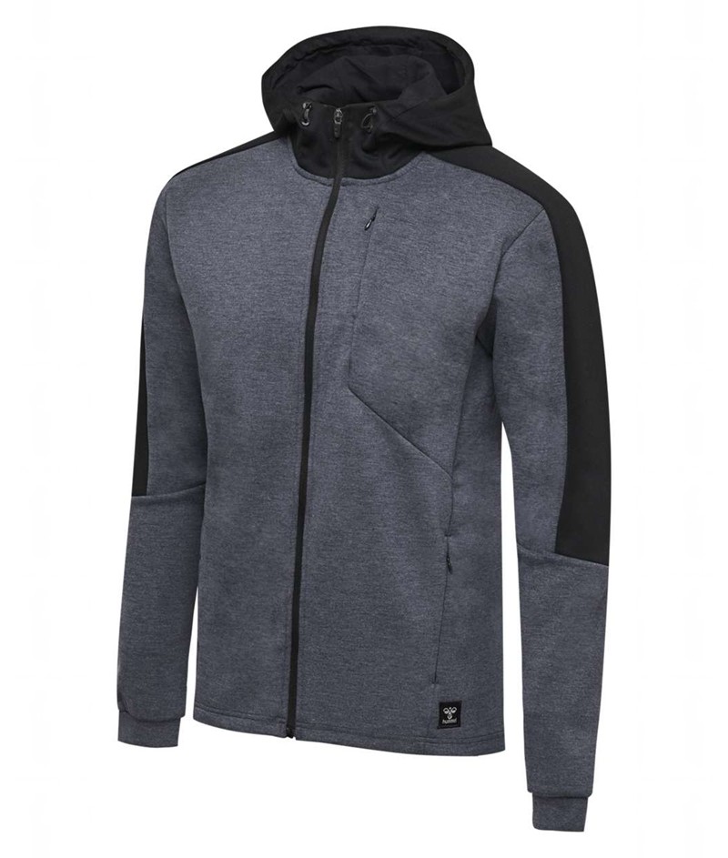 Pánské Mikina s Kapucí Hummel Tropper Zip Černé | 833098-910