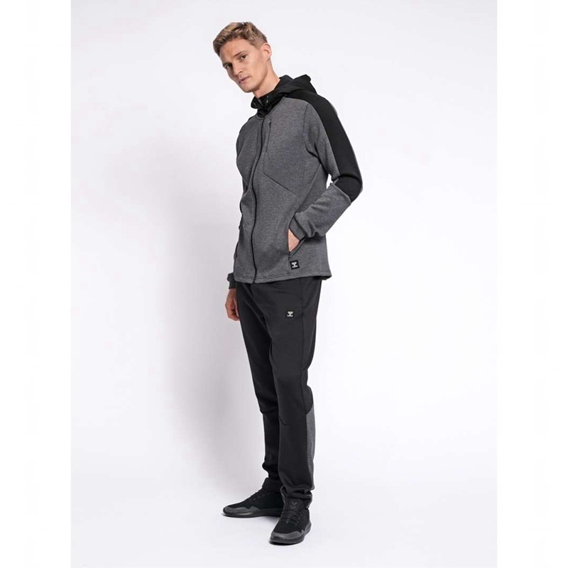 Pánské Mikina s Kapucí Hummel Tropper Zip Černé | 833098-910